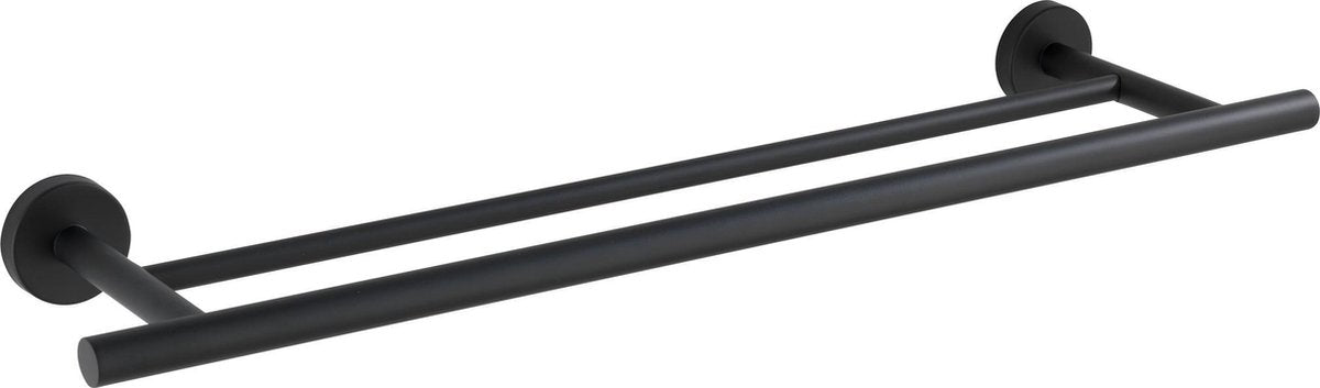 Wenko dubbele handdoekhouder bosio duo rvs zwart mat 60cm breed - handdoekrek - handdoekenrek - handdoekstang