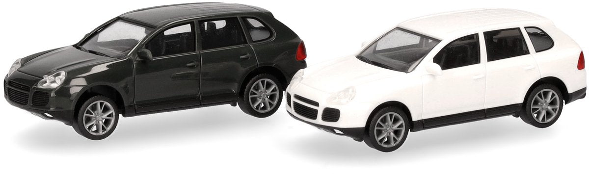 Herpa porsche cayenne turbo, verde blanco (mini kit 2uds.)