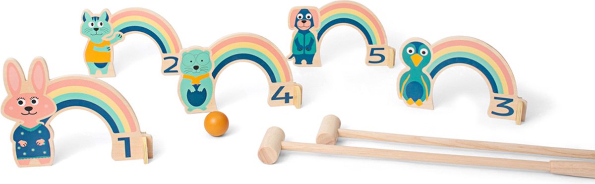 BS Toys Wooden Croquet Game Rainbow