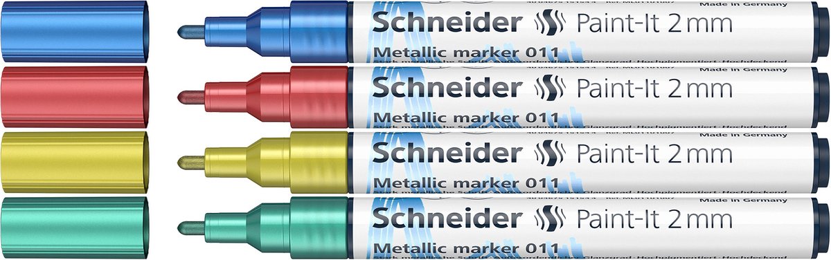 Schneider schrijfwaren schneider metallic marker - paint-it 011 - lijnbreedte 2mm - 4 stuks - s-ml01111502