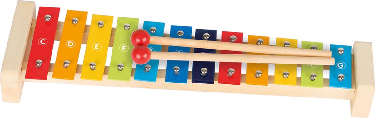 Goki Wooden Xylophone con libro di canzoni, 4dlg.