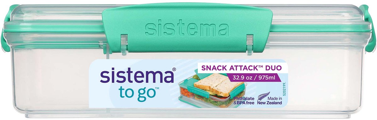 Sistema to go lunch box snack attack duo menta verde acqua 975ml