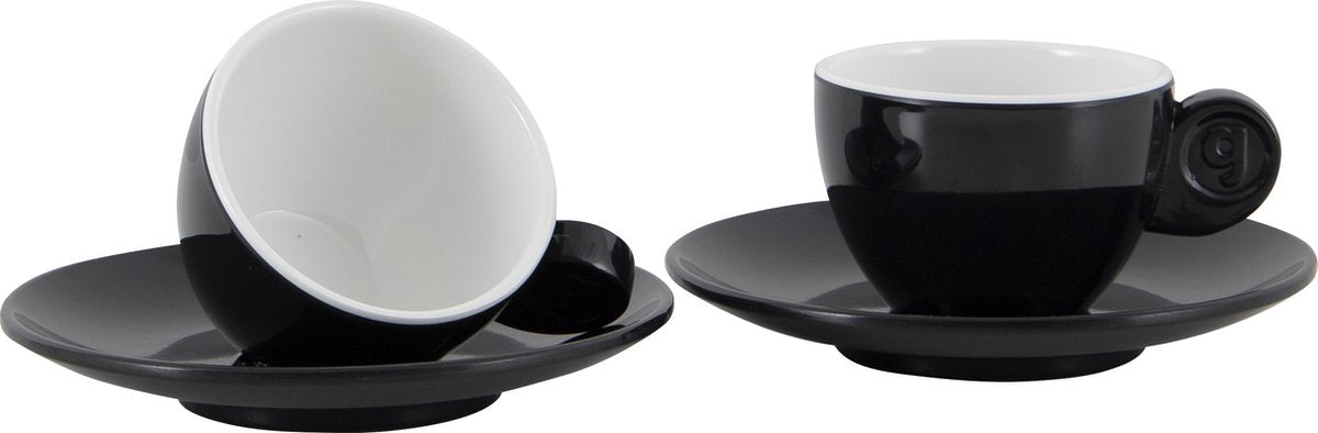 Gimex - linea continua - set espresso - bianco e nero - 85 ml - 2 pezzi