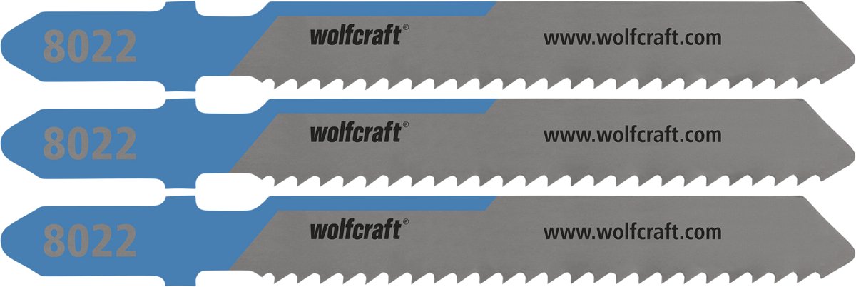 Wolfcraft - staal decoupeerzaagbladen 6 mm - 3 stuks - fijne snede - decoupeerzaagblad hss t-schacht - 8022000