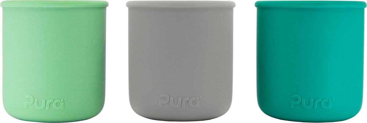 Pura my-my™ - silicone - drinkbeker - 3-pack - mint, grijs en moss