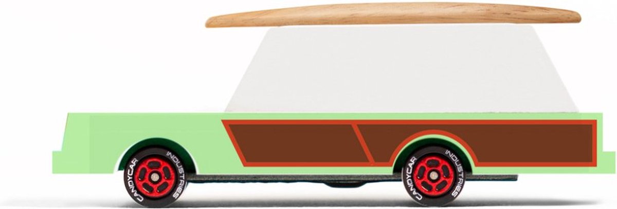 Carrozza da surf per auto giocattolo Candylab - auto retrò in legno per bambini.