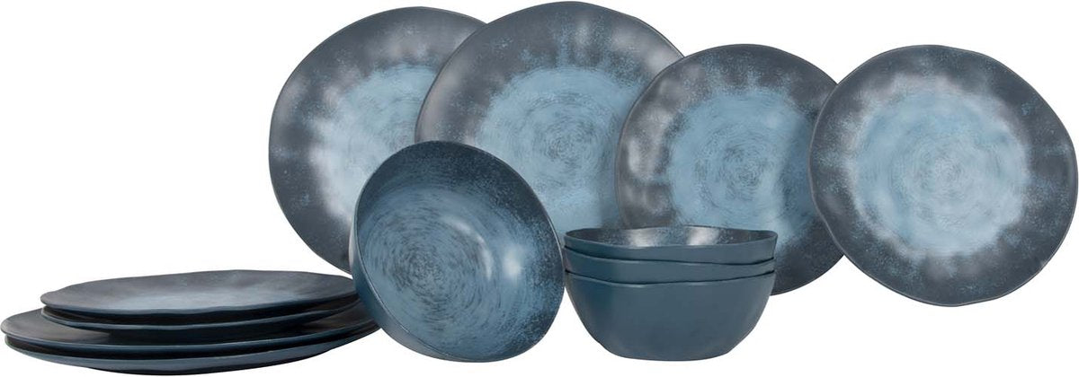 Stoviglie Gimex linea stone - blu scuro - 12 pezzi