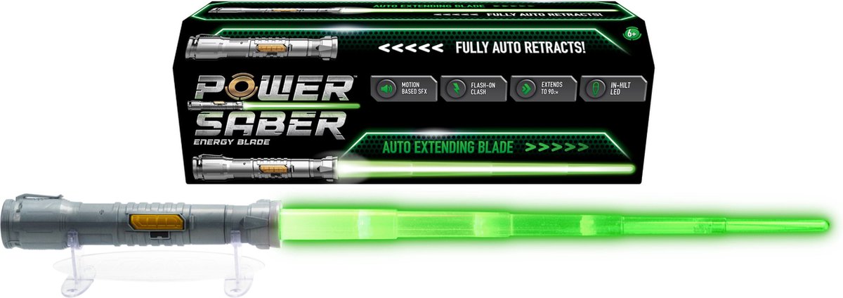 Goliath power saber green - costume accessory - extends automatically!