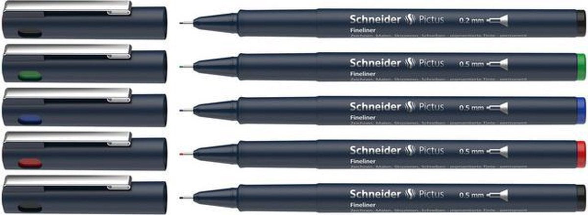 Instrumentos de escritura schneider schneider fineliner - pictus - colores surtidos - 5 piezas - s-197595