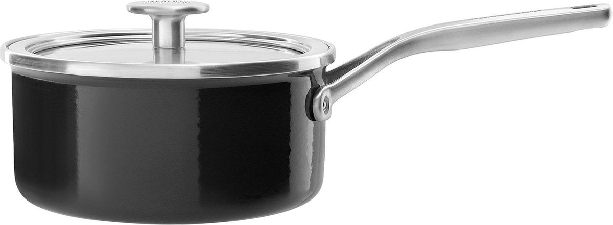 Cacerola kitchenaid con núcleo de acero esmaltado 18cm 2,0l - negro ónix - inducción - sin pfas