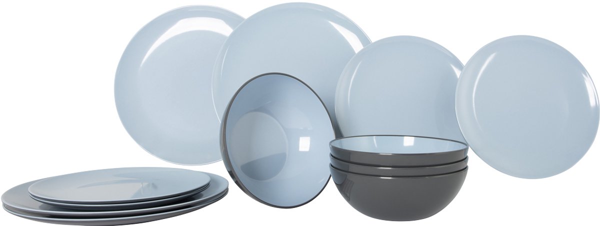 Gimex - linea vivida - stoviglie - blu - 12 pezzi