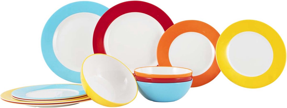 Gimex - linea colori - stoviglie - arcobaleno - 12 pezzi