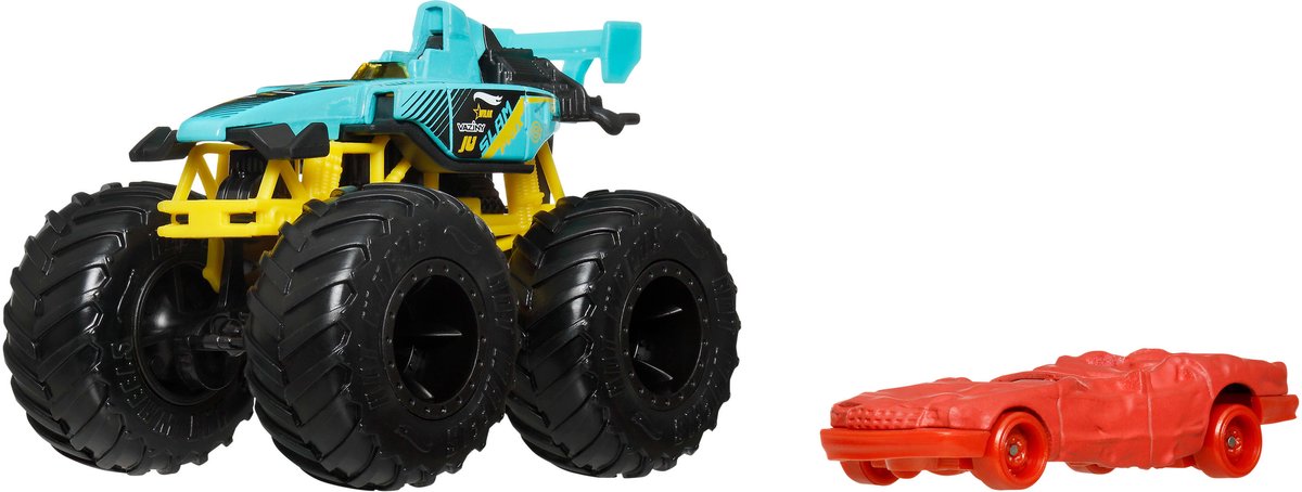 Hot Wheels Monster Trucks Car - Slam Prix Prix Collision de 2 piezas, incluido el coche pequeño