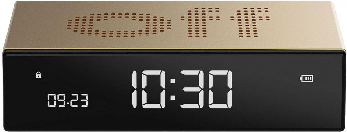 Reloj despertador Lexon flip premium dorado -