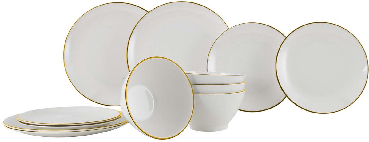 Stoviglie della linea Gimex linea - oro - 12 pezzi