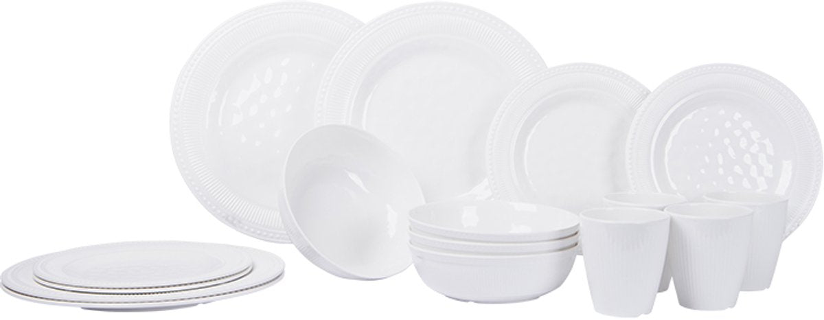 Gimex - linea royal - stoviglie - bianco - 16 pezzi