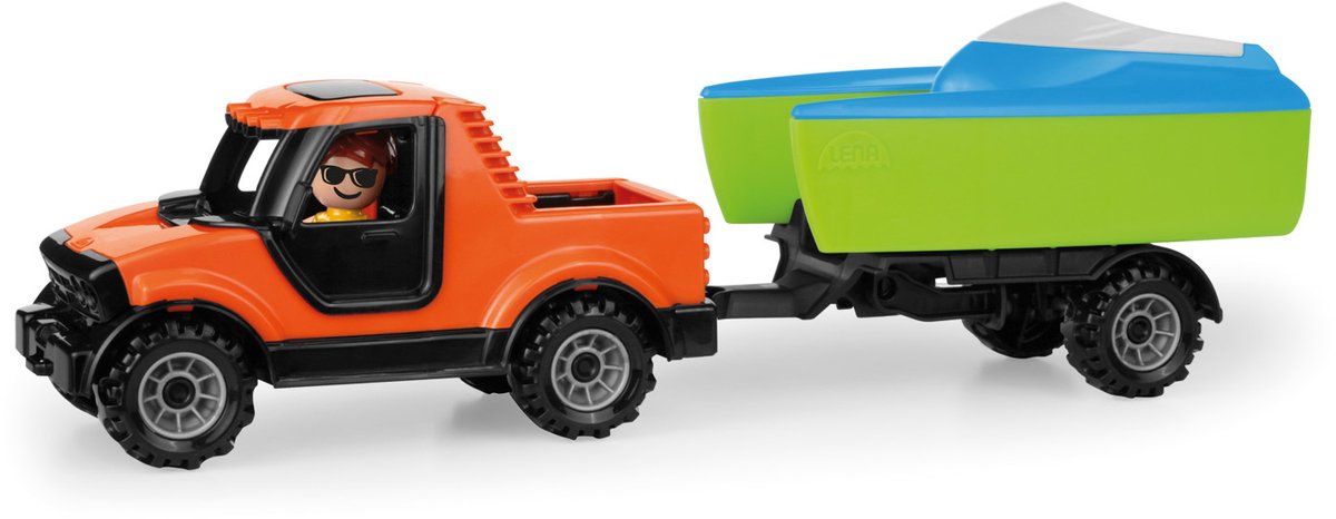 Pick-up giocattolo Lena con rimorchio per barche - set camion e barca.