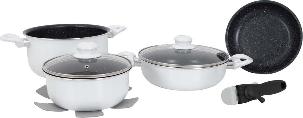 Gimex - set pentole - induzione - bianco - 7 pezzi