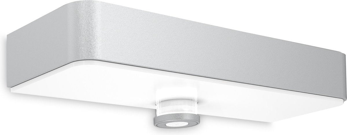 Lámpara solar para exterior Steinel con sensor de movimiento xsolar sol-o s - lámpara de pared LED con energía solar - plateada