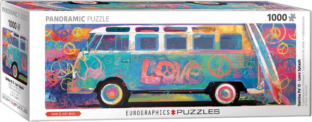 Eurographics volkswagen - love bus - parker greenfield - 1000 pezzi 96×32 cm (l×a) - puzzle panoramico
