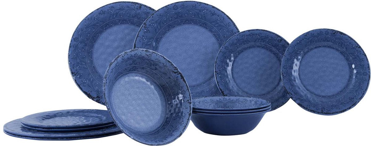 Stoviglie Gimex linea stone - azzurro - 12 pezzi