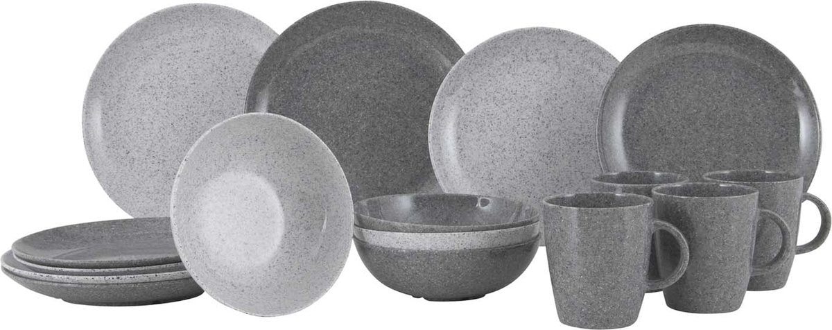 Stoviglie Gimex solid line - granito - grigio - 16 pezzi