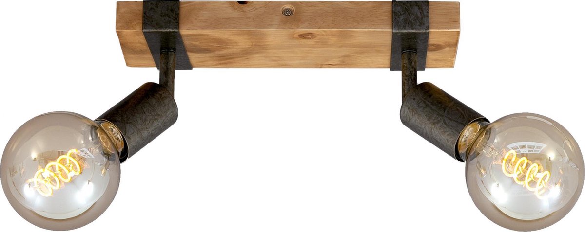 Briloner leuchten wood basic - lampada da soffitto - faretti ruotabili - 2xe27 max. 25w - materiale: legno e metallo - colore: nero e grigio metallo