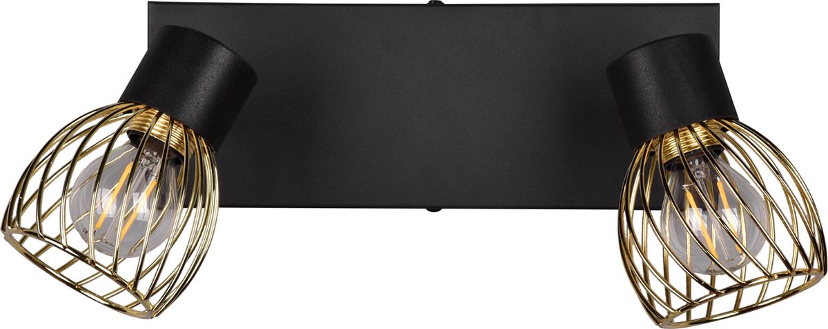 Rl live your light reality ardon - spot - zwart-goud - excl. 2x e14 4,9 w - plafondbevestiging