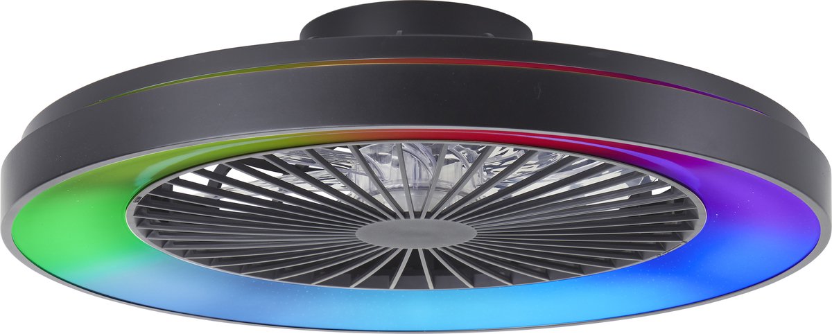 Brilliant mazzaro - ventilatore da soffitto - led 48w - 3000k-6500k - 58cm - dimmerabile - nero