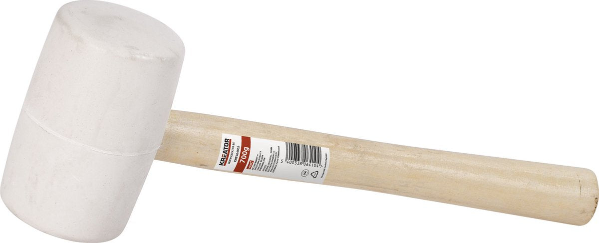 Kreator - hand tools - krt904006 - rubber hamer - 900g - hout - wit