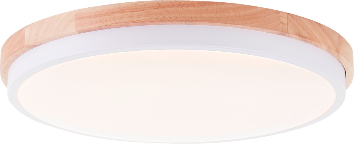Brilliant baarlo - plafondlamp - ø 35 cm - led 24w - 3000k - dimbaar - wit hout