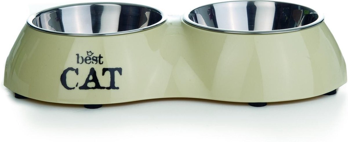 Beeztees best cat - dinerset kat - beige - 26,5x15x4,5 - 2x 160 ml