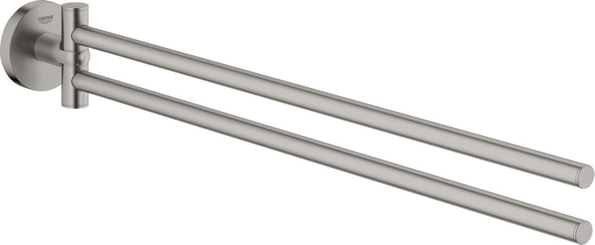Grohe essentials handdoekhouder met twee draaibare armen - supersteel (rvs)