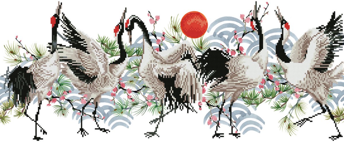 Diamond dotz® diamond painting volwassenen - ronde steentjes - volledig pakket - hobby - - dd8.011 - dieren - vogeldans 77 x 32cm
