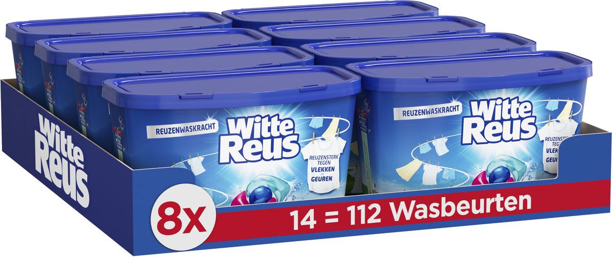 Cápsulas de detergente White Giant 3+1 power caps | 8 x 14 lavados | 112 lavados | embalaje de valor