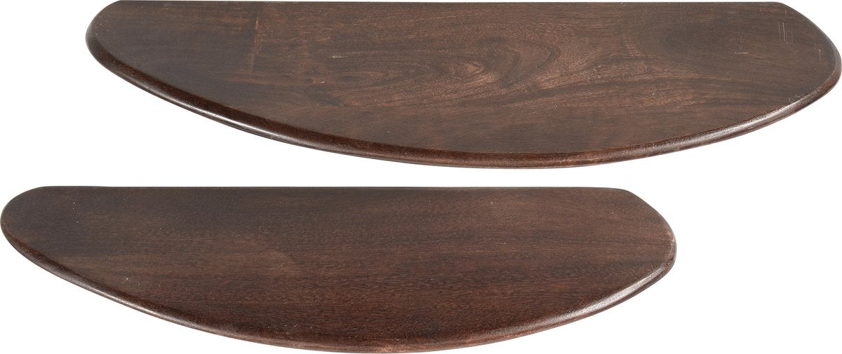 Woood set van 2 wandplanken layer - hout - walnoot - 2x50x14