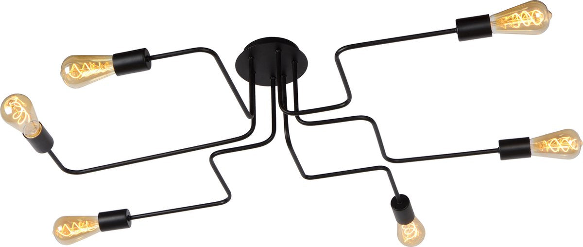 Lucide lester - lampada da soffitto (lampada da soffitto) - 6xe27 - nero