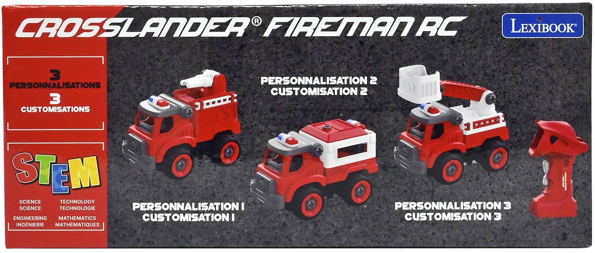 Lexibook Crosslander Fireman – Set camion dei pompieri 3 in 1 con trapano elettrico
