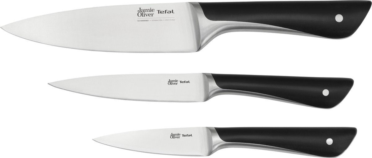 Set coltelli Jamie Oliver by Tefal - 3 pezzi - acciaio inossidabile - ergonomici - per uso professionale