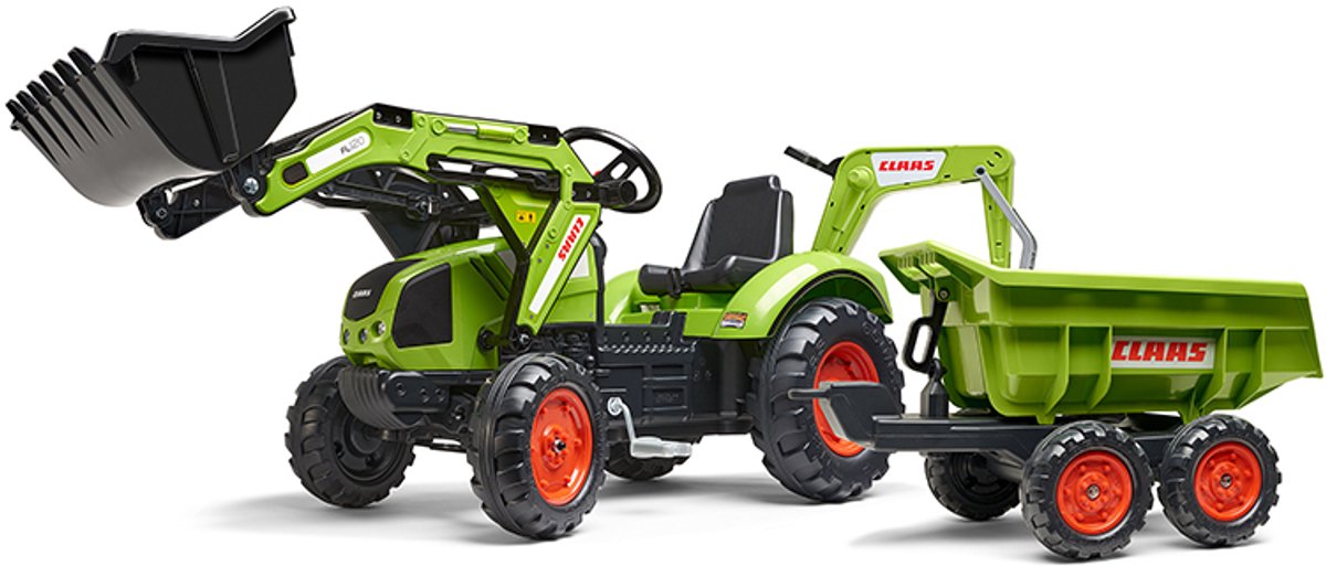 Falk Claas trap tractor maxi set con cargadora, excavadora y remolque