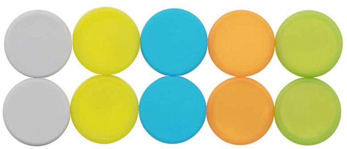 Magnete mazza al neodimio - rotondo - 5 colori - 10 pezzi - ø 1,9 x 0,4 cm