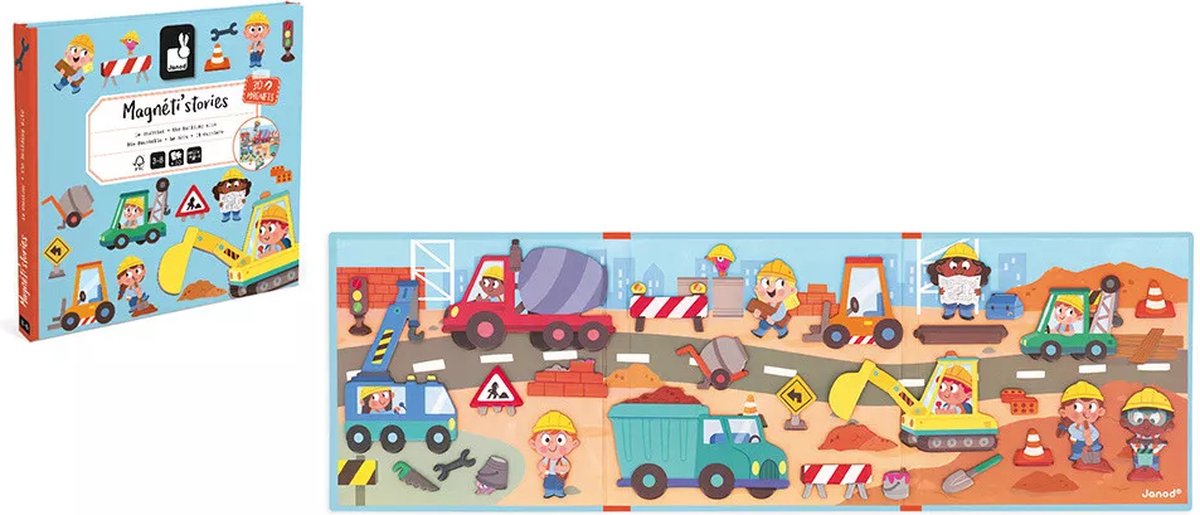 Janod - magneti stories - de bouwplaats – educatieve magneetset