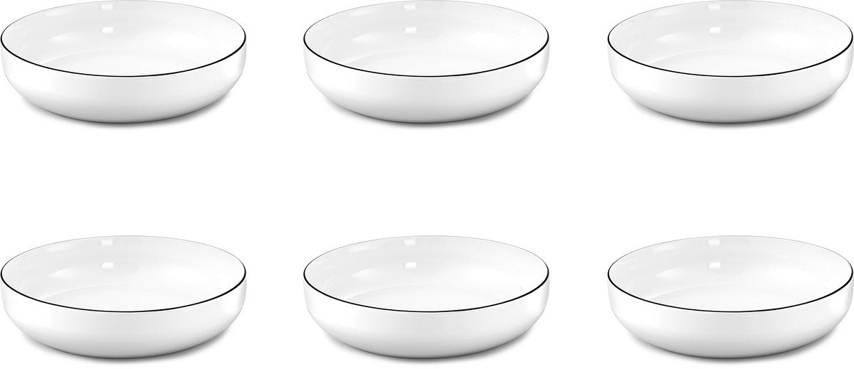 Medard de noblat - yaka black - piatto insalata e pasta 20 cm - 6 pezzi - porcellana