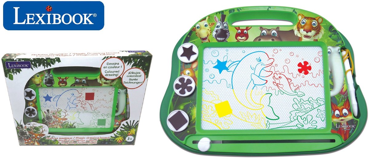 Lexibook de animals magnetisch meerkleurig tekenbord met accessoires a5 formaat