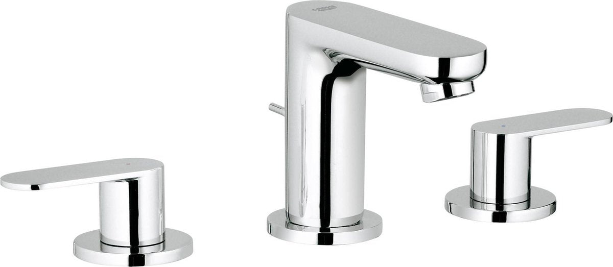 Grohe eurosmart cosmopolitan driegats wastafelkraan - lage uitloop - met trekwaste - chroom