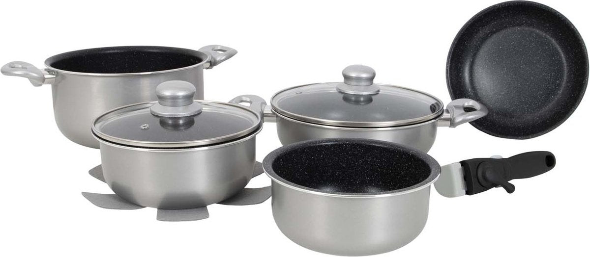 Set pentole Gimex - induzione - argento - 8 pezzi
