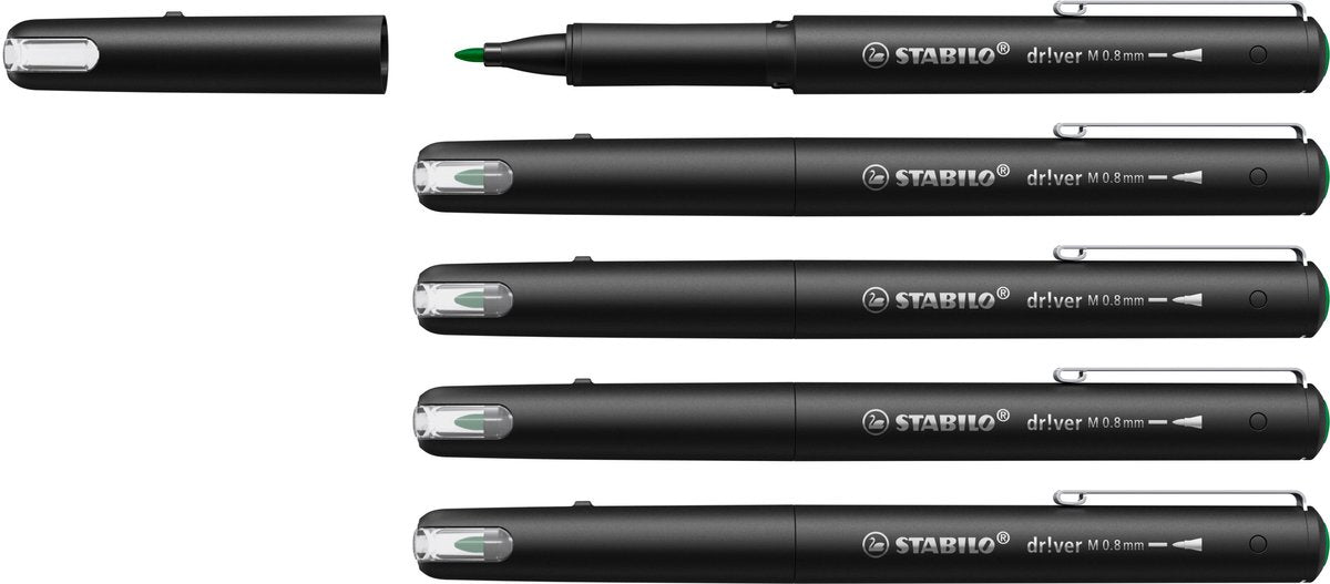 Stabilo dr!ver - rotulador premium fineliner - 0,8 mm - verde - caja de 5 piezas