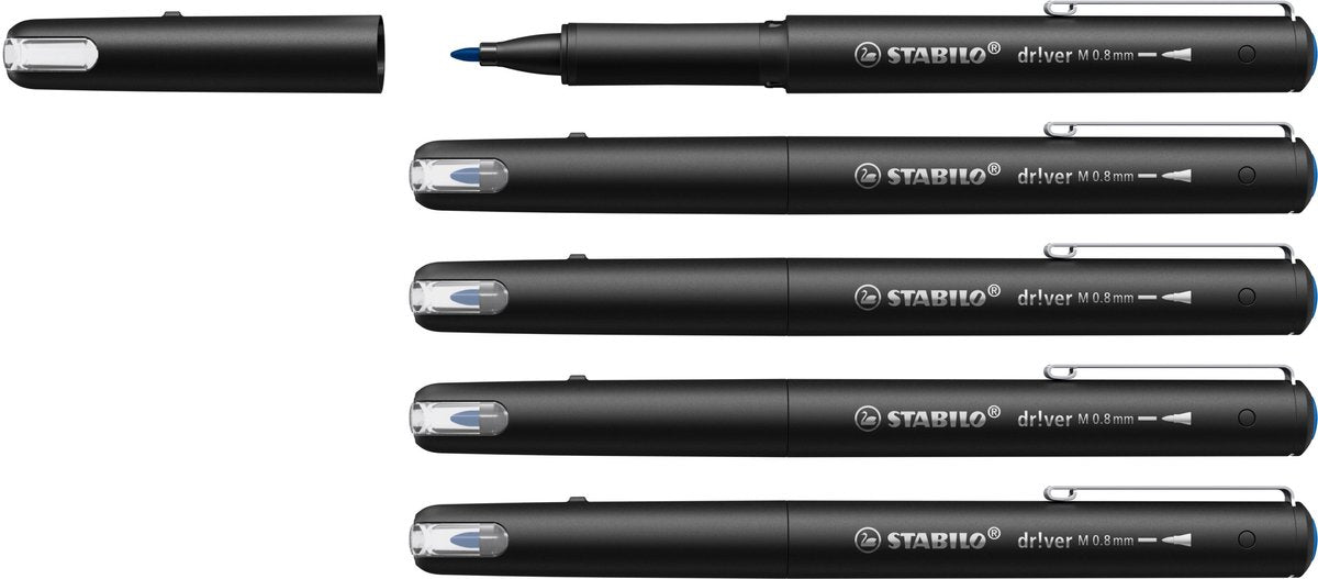 Stabilo dr!ver - rotulador premium fineliner - 0,8 mm - azul - caja de 5 piezas
