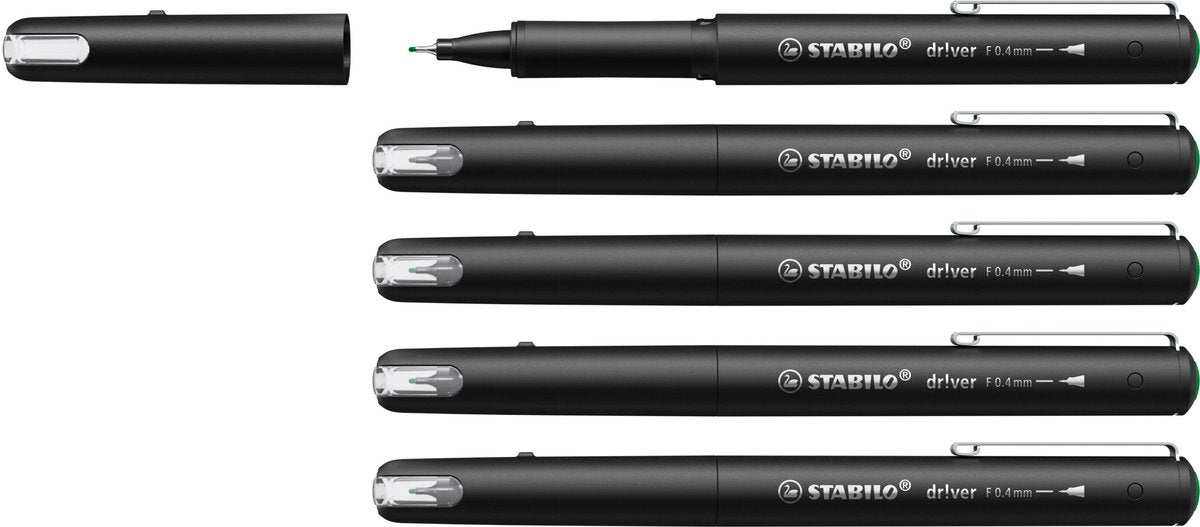 Stabilo dr!ver - rotulador premium fineliner - 0,4 mm - verde - caja de 5 piezas