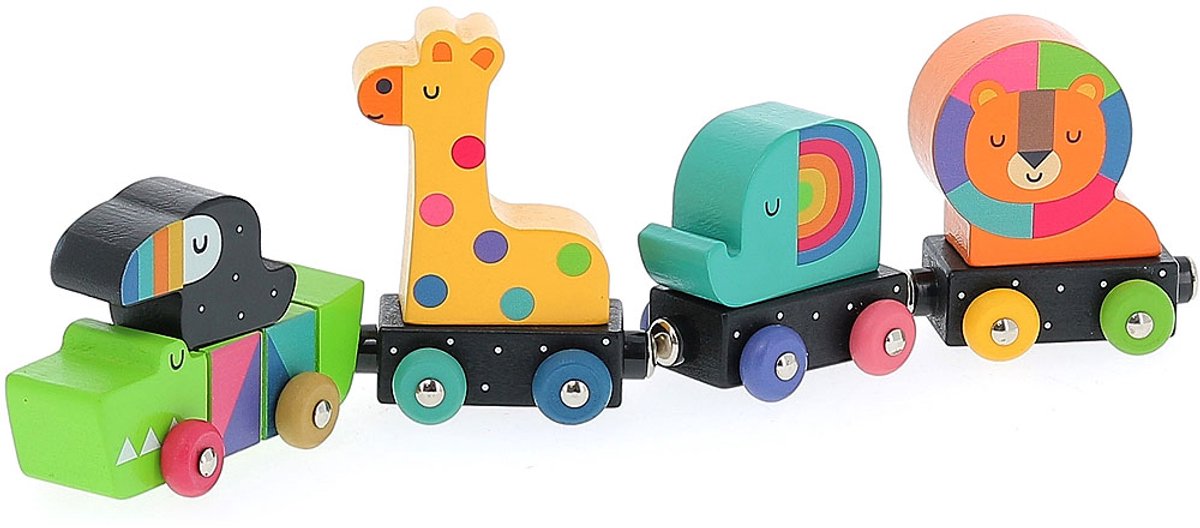 Vilac houten dierentrein speelgoed - kleurrijke magnetische dieren.